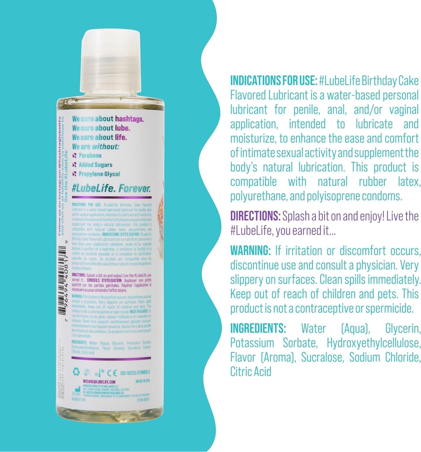 image:imageLUBELIFE WaterBased Birthday Cake Flavored Lubricant Personal Lube for Men Women and Couples Made Without Added Sugar 8 Fl Oz