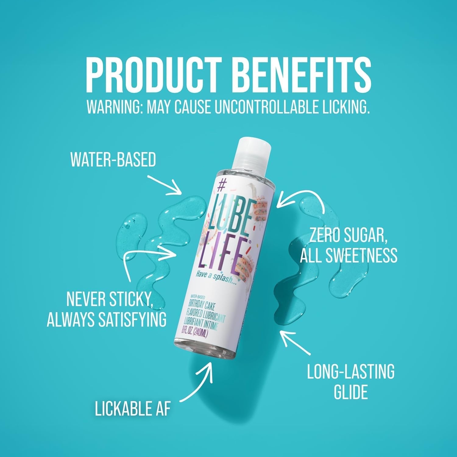 image:imageLUBELIFE WaterBased Birthday Cake Flavored Lubricant Personal Lube for Men Women and Couples Made Without Added Sugar 8 Fl Oz