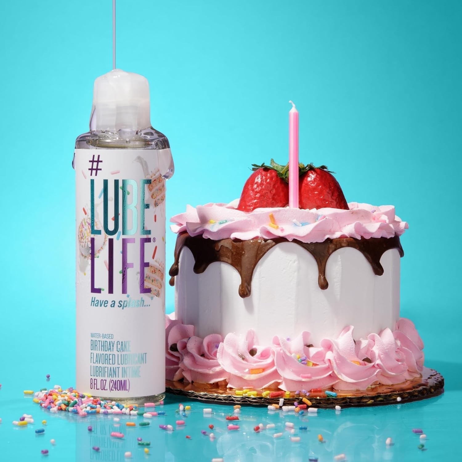 image:imageLUBELIFE WaterBased Birthday Cake Flavored Lubricant Personal Lube for Men Women and Couples Made Without Added Sugar 8 Fl Oz
