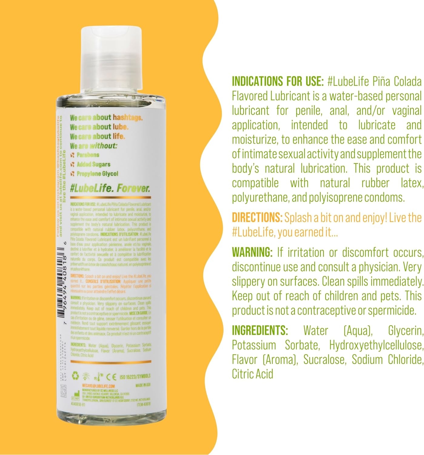 image:imageLUBELIFE WaterBased Pia Colada Flavored Lubricant Personal Lube for Men Women and Couples Made Without Added Sugar 8 Fl Oz