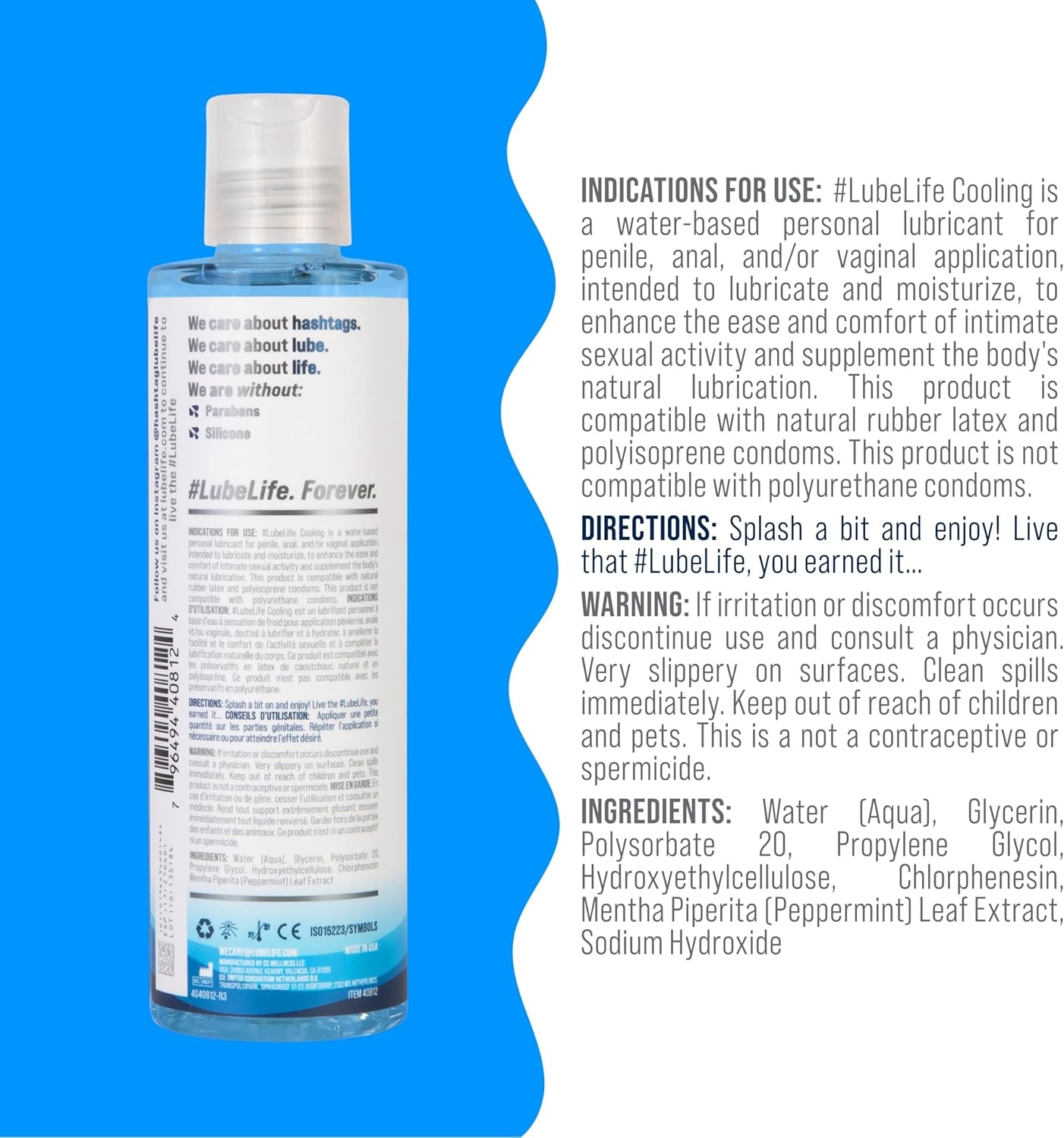 image:imageLUBELIFE WaterBased Warming Lubricant Warm Invigorating Heating Sensation Lube for Men Women and Couples 8 Fl OzCooling